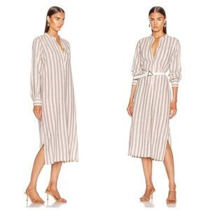 NEW Nili Lotan Malia Stripe Kaftan Dress XS Cotton Linen Resortwear Coastal